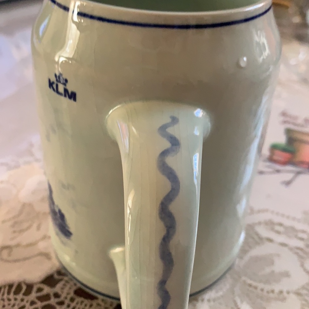 HOLLAND DELFT BLUE LARGE COFFEE CUP MUG WINDMILL SOUVENIR  “KLM” VINTAGE VTG - Picture 7 of 13